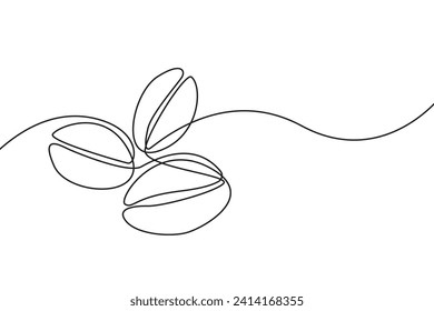 continuous line of coffee beans. one line drawing of coffee beans. line art of coffee beans on white background