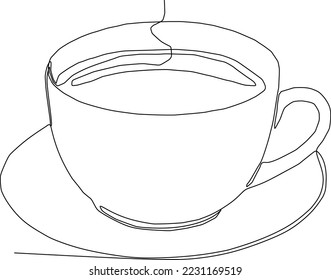 continuous line of coffee cups