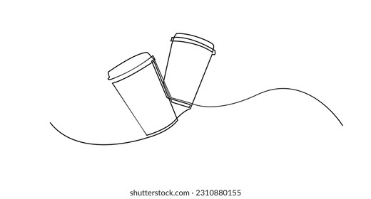 continuous line coffee cup.single line coffee cup vector isolated white background