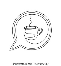 Continuous line of coffee design,  vector illustration