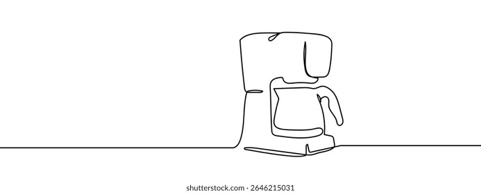 Continuous line, coffee maker, Americano Minimal hand drawn line vector cut out background.