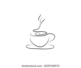 Continuous line coffee, monoline illustration, one line art vector illustration