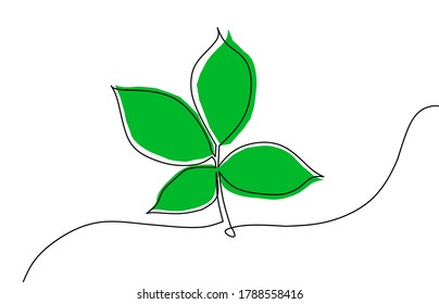 Línea continua de hojas de color. Diseño de ilustraciones de líneas. Por tu negocio. 