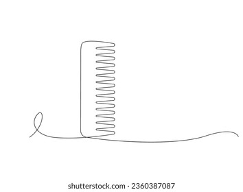 Icono De Combo De Línea Continua, Símbolo De Barber Monoline, Silueta Con Logotipo De Recorte De Una Línea, Signo De Arroz, Grooming, Forma Interminable De Servicio, Ilustración De Vector Comb