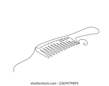 Continuous Line Comb Icon, Monoline Barber Symbol, One Line Haircut Logo Silhouette, Hairbrush Sign, Grooming, Service Endless Shape, Comb Vector Illustration