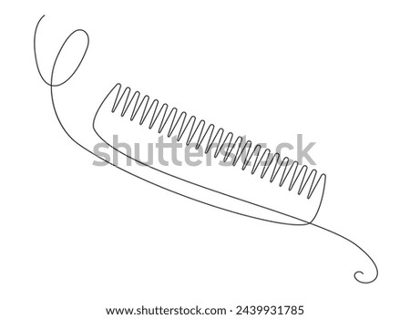 Continuous Line Comb Icon, Monoline Barber Symbol, One Line Haircut Logo Silhouette, Hairbrush Sign, Grooming, Service Endless Shape, Comb Vector Illustration