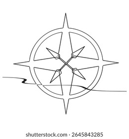  continuous line Compass icon logo design. arrow compass icon sign and symbol