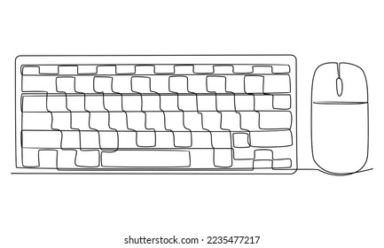 continuous line of computer keyboard and mouse