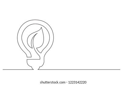 continuous line concept sketch drawing of energy efficient electric light bulb symbol