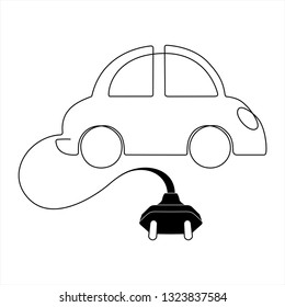 continuous line concept sketch drawing of electric car