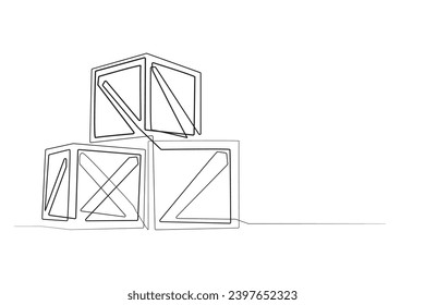 continuous line of container boxes.draw one line of wooden crates