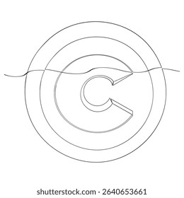 continuous line copyright icon set. copyright symbols