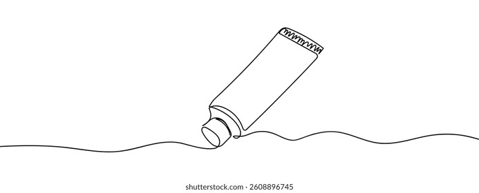 continuous line cosmetic tube line art vector illustration.