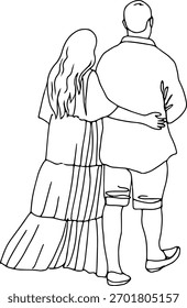 Casal de linha contínua abraçando, ilustração de amor minimalista em formato EPS vetor.