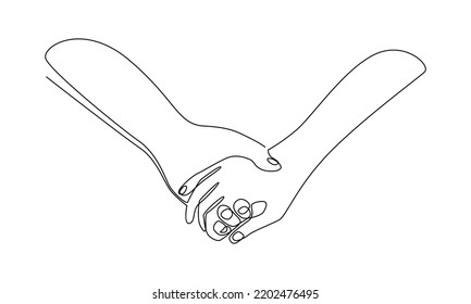 continuous line of couple holding hands