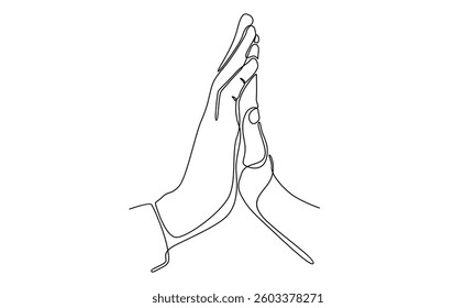 continuous line of couple holding hands