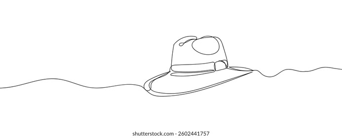 continuous line cowboy hat with transparent background.