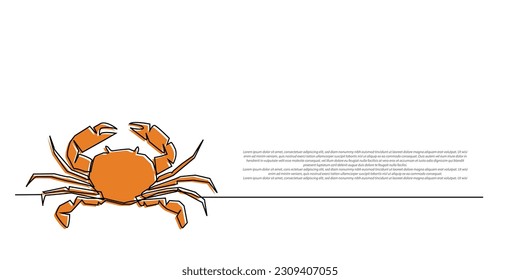 continuous line crab.sea crab single line vector.sea animal crab,seafood.line art abstract crab