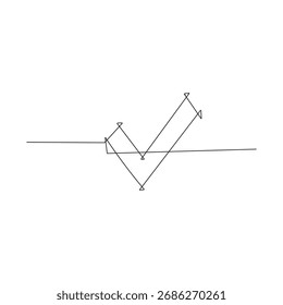Continuous line is creating the shape of a check mark One continuous line drawing check mark Vector illustration of check mark continuous one line drawing