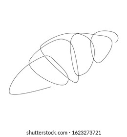 Continuous line croissant. Vector line art. Bakery product for logo, packaging design, icon