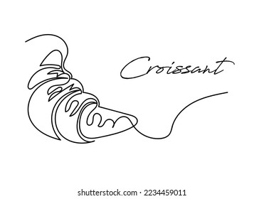 continuous line of croissants.croissant one line drawing.croissant bread line art