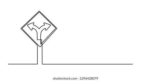 línea continua de cruce de señalización de tráfico a derecha e izquierda. vector de signo de cruce de línea única.