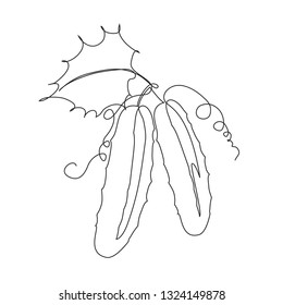 Continuous line cucumbers for grocery store, printing on posters and banners. Linear style