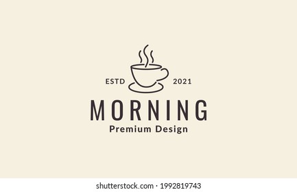 continuous line cup coffee hot logo vector icon illustration design
