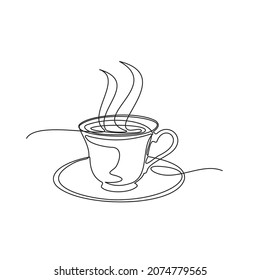 continuous line of cup glass ,  cup isolated on a white background