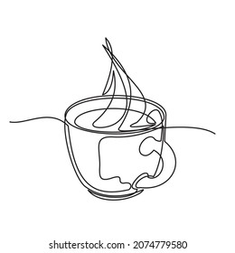 kontinuierliche Linie aus Tasse Glas , Tasse einzeln auf weißem Hintergrund