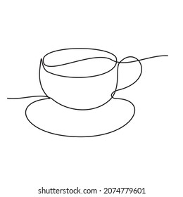 continuous line of cup glass ,  cup isolated on a white background