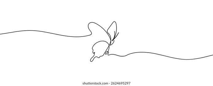 Continuous line cute butterfly hand drawn line drawing illustration, vector, transparent background. - Powered by Shutterstock - Get 15% off with code: PIKWIZARD15