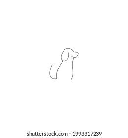 continuous line cute dog logo 