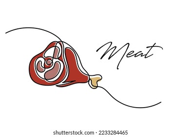 línea continua de cortes de carne. trazar una línea cortando carne・. patrón una línea