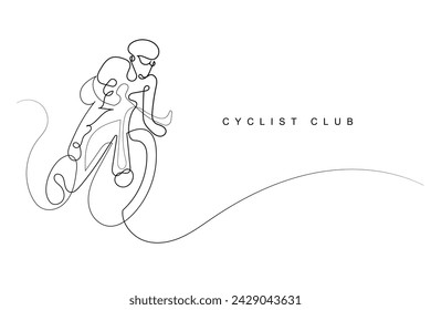 línea continua club de ciclismo.línea única vector de ciclista atleta.línea única vector icono de ciclista para,competición,carrera de bicicletas