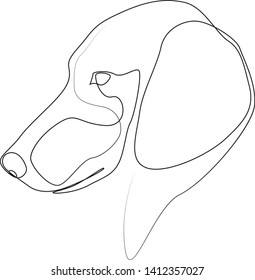 Continuous line Dachshund. Single line minimal style dog vector illustration. Portrait