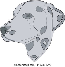 Continuous line Dalmatian. Single line minimal style dog vector illustration. Portrait