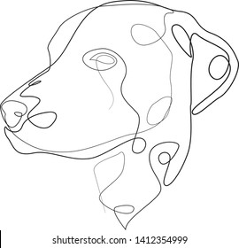 Continuous line Dalmatian. Single line minimal style dog vector illustration. Portrait