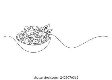 continuous line of dates.single line vector of dates,special food of Ramadhan fasting.line art of typical food of Islamic religion