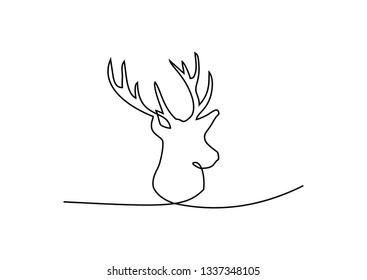 continuous line of deer animal vector