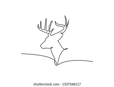 continuous line of deer animal vector