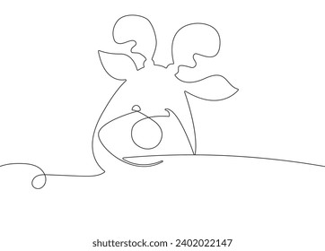 continuous line deer. Single line sketch concept symbol icon on christmas reindeer. Reindeer icon with a Christmas theme. deer element vector illustration