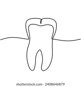 Continuous Line Dental Health. Creative Vector Symbol for Dentistry and Oral Care