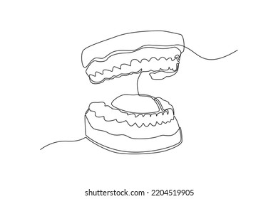 A continuous line, depicting the shape of the human tooth condition, Simple line, continuous line