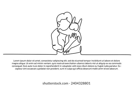 Continuous line design of affectionate towards animals. Single line decorative elements drawn on a white background.