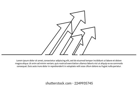 Continuous line design of arrow. One line decorative elements drawn on a white background.
