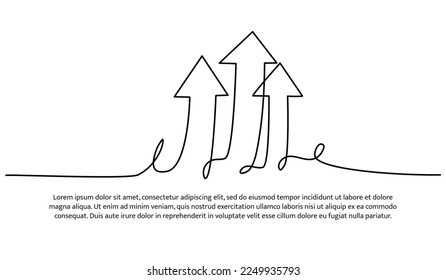 Continuous line design of arrow. One line decorative elements drawn on a white background.
