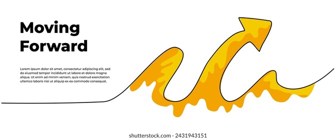 Continuous line design of arrow. One line decorative elements drawn on a white background.
