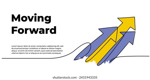 Diseño de línea continua de flecha. Una línea de elementos decorativos dibujados sobre un fondo blanco.
