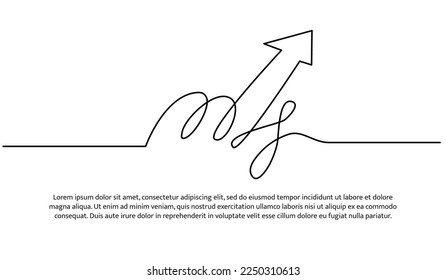 Continuous line design of arrow pointing up. One line decorative elements drawn on a white background.